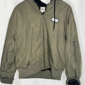 Vans Men's Olive Green Hooded Bomber Jacket